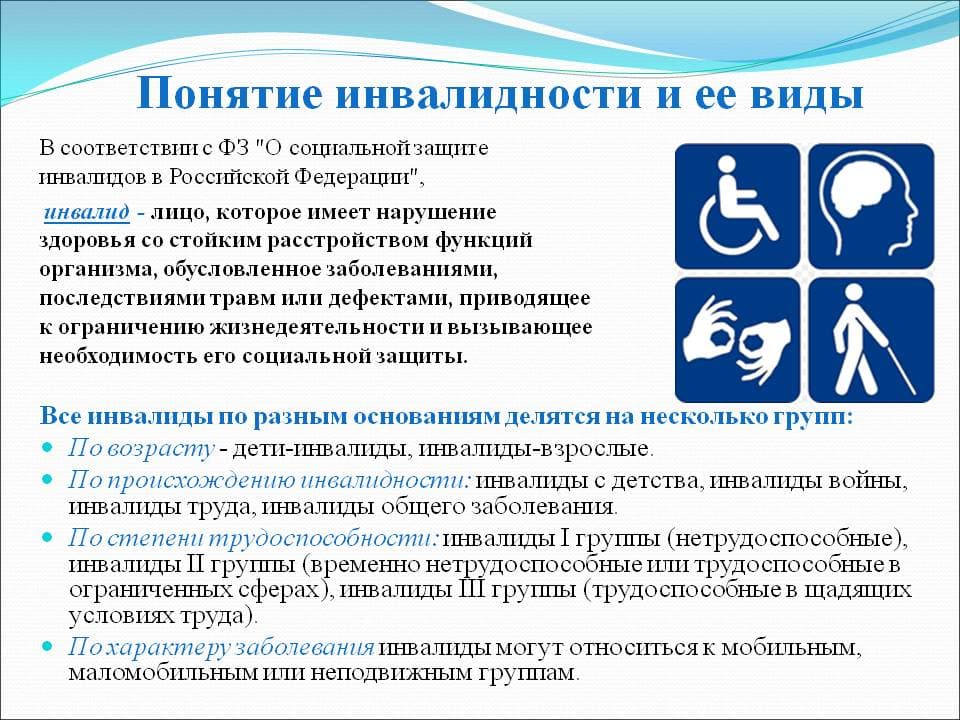 Понятие и виды инвалидности